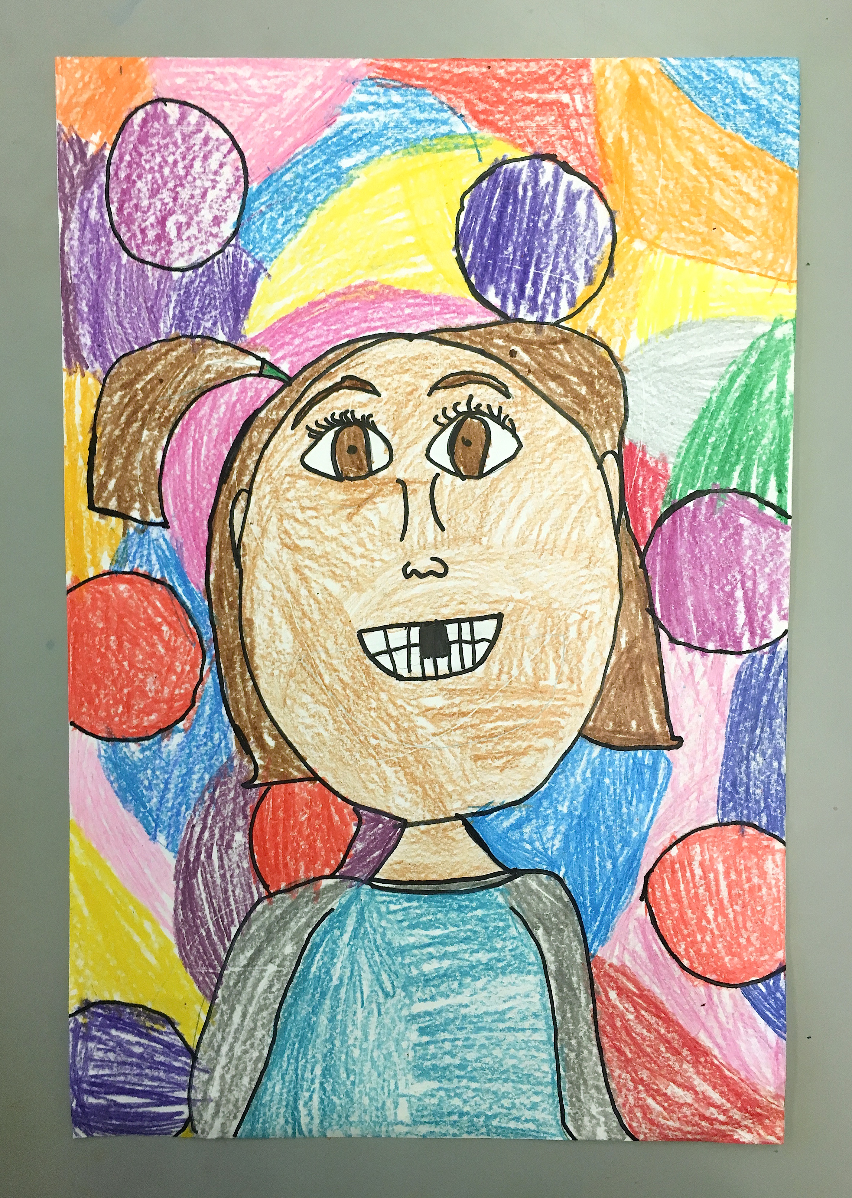 1st Grade- Bubblegum Blowing Self-portraits (before the bubble